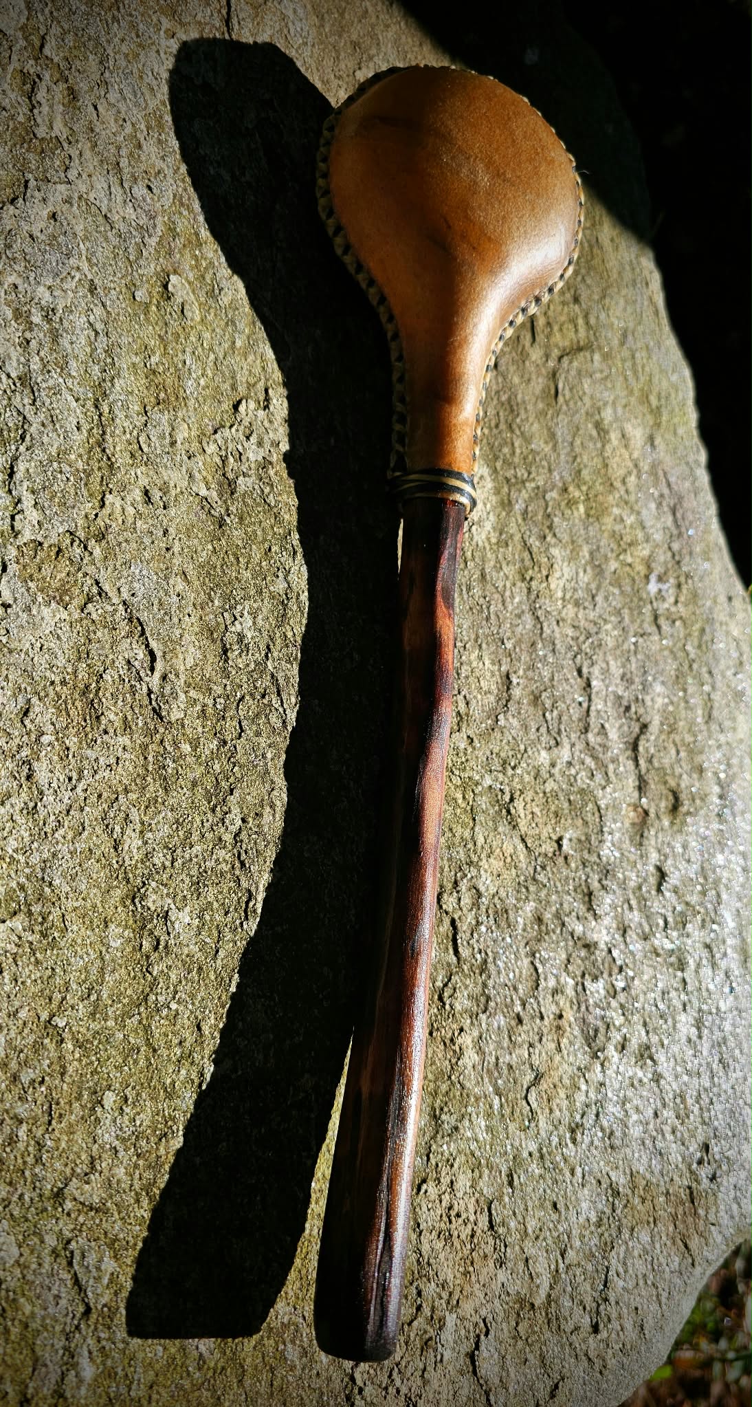 Elk Rawhide and Cherry Wood Rattle