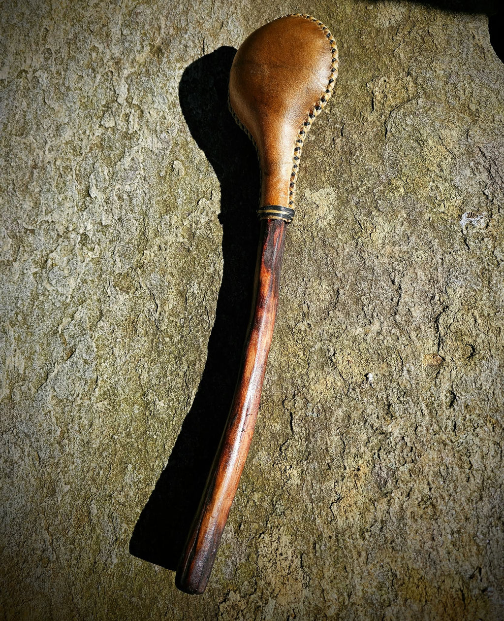 Elk Rawhide and Cherry Wood Rattle