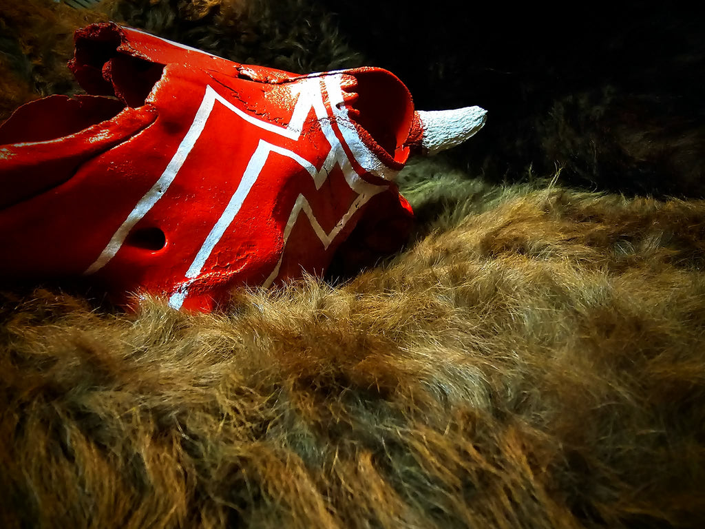 Hand Painted Woods Bison Skull