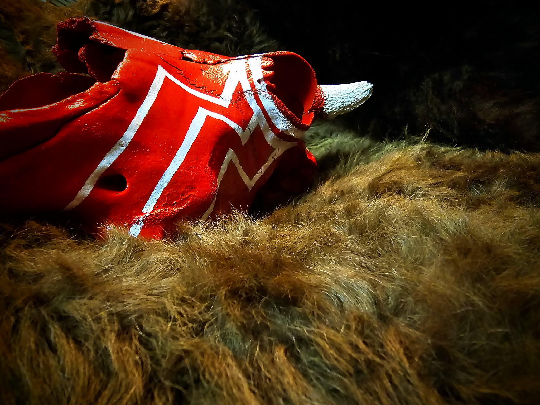 Hand Painted Woods Bison Skull