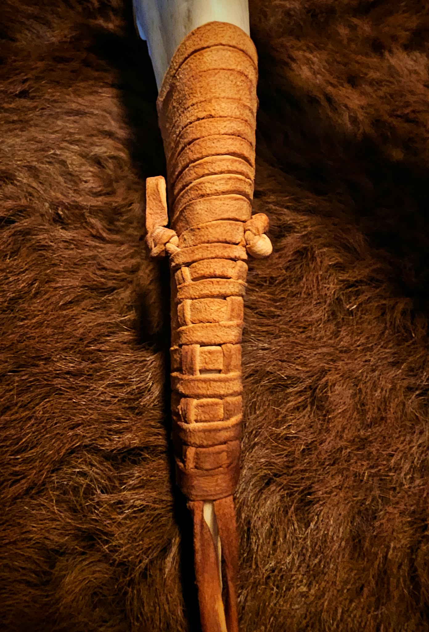 Hand Carved and Burned Bison Jaw Club