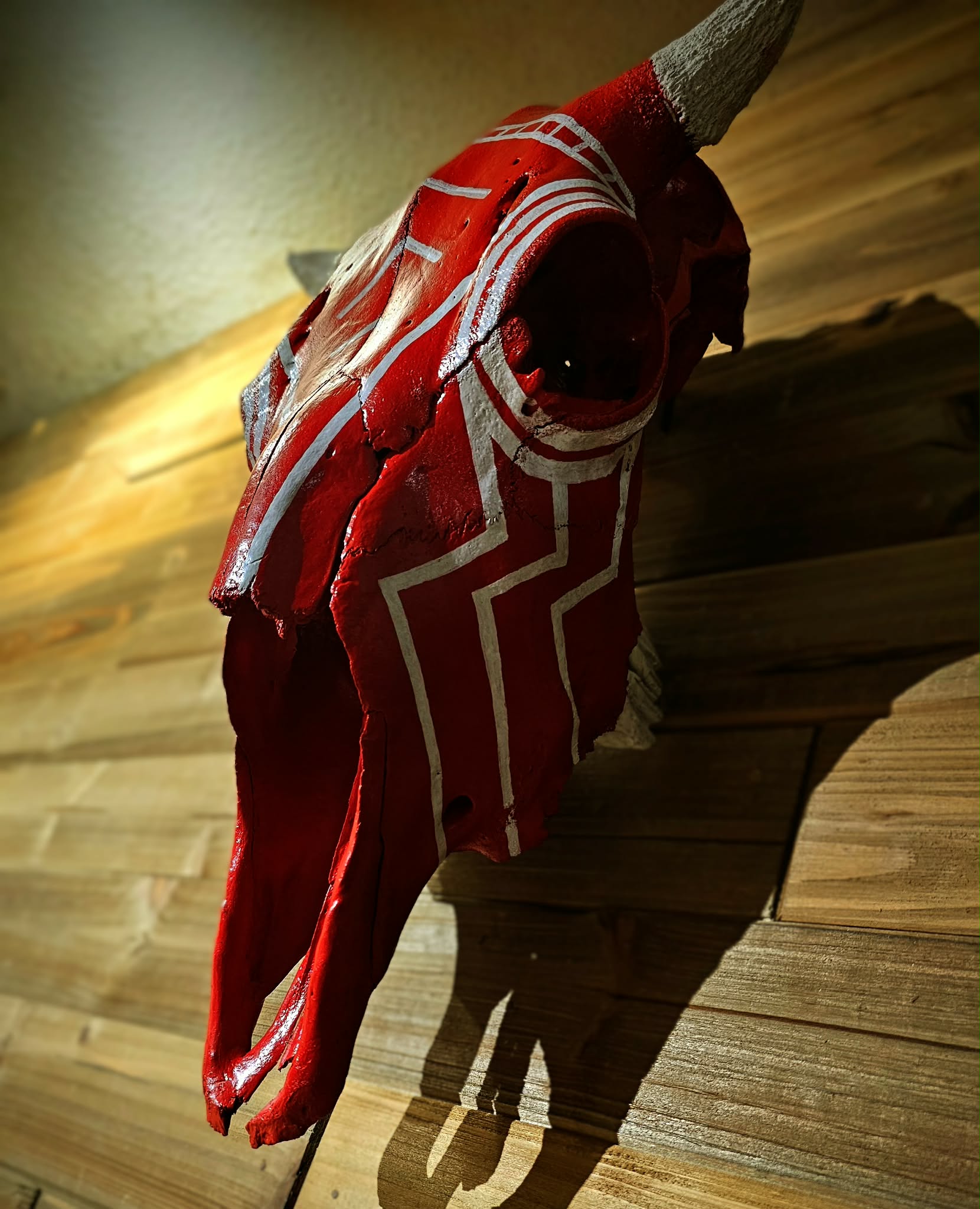 Hand Painted Woods Bison Skull