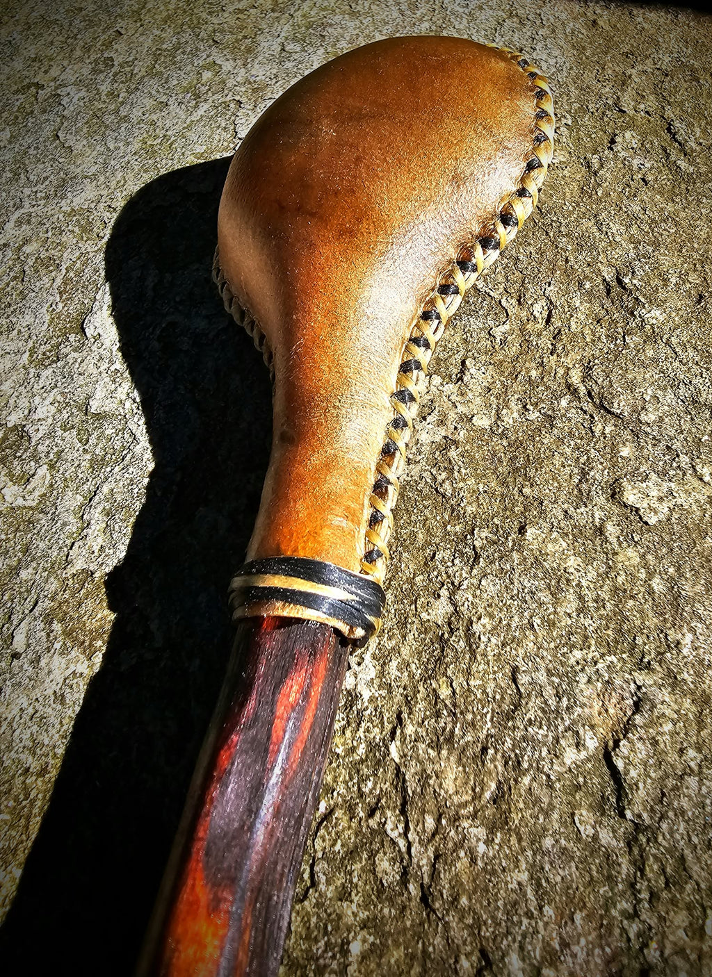Elk Rawhide and Cherry Wood Rattle