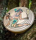 15 Inch Deer Hide Drum | Hand Painted Mississippian Warrior Gorget