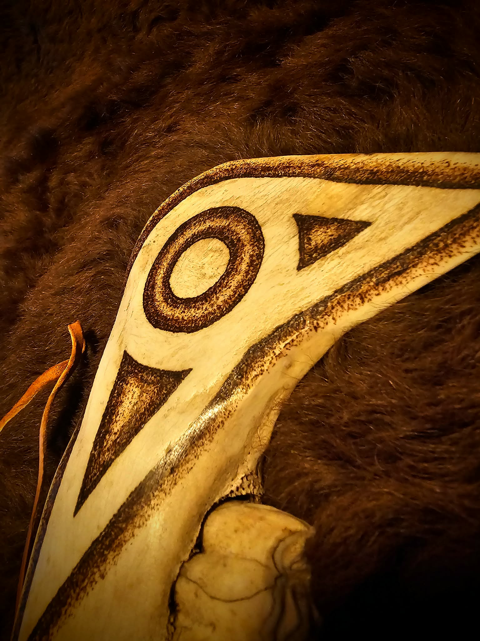 Hand Carved and Burned Bison Jaw Club
