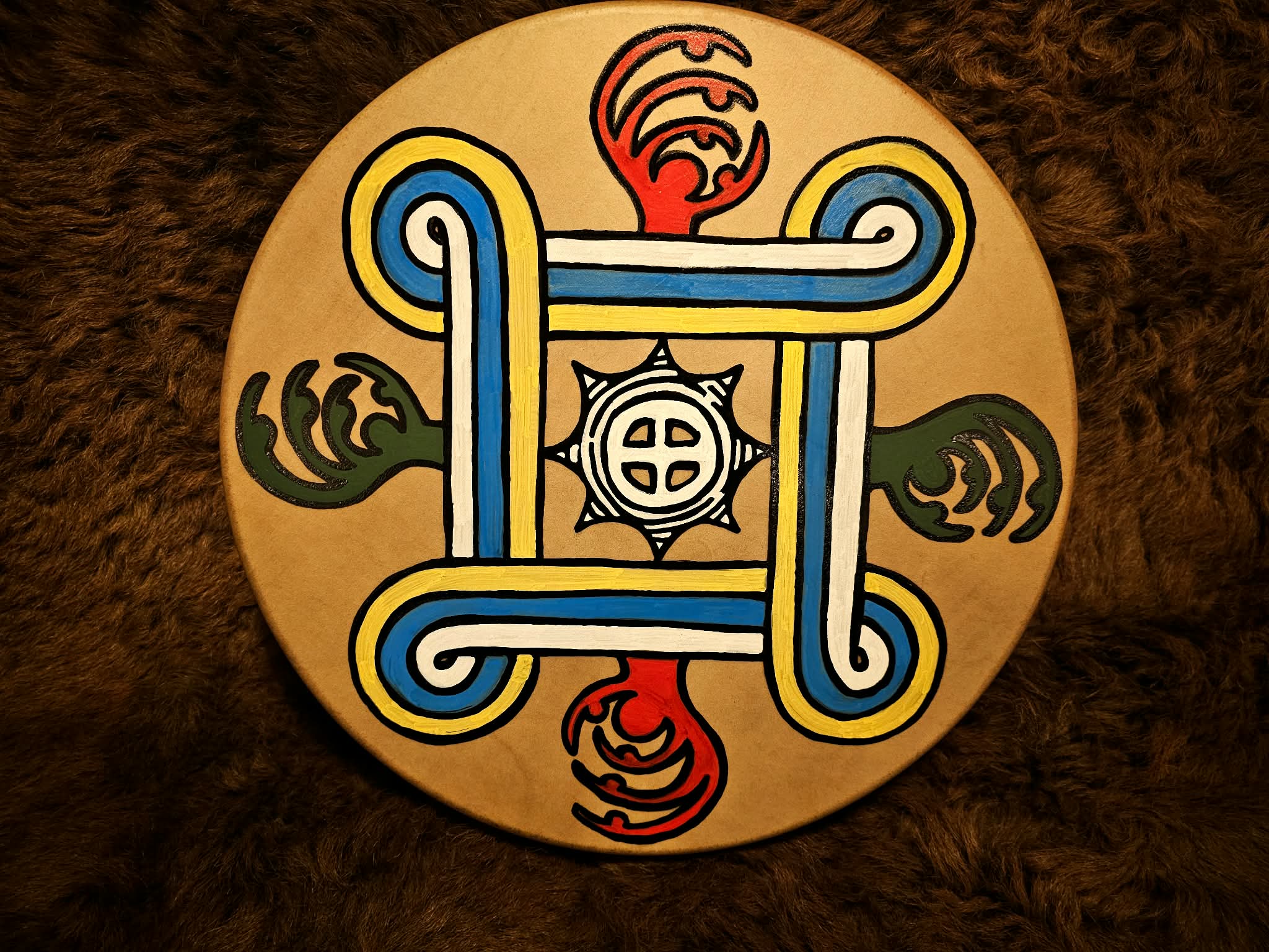 15 Inch Deer Hide Drum | Hand Painted Talon Art
