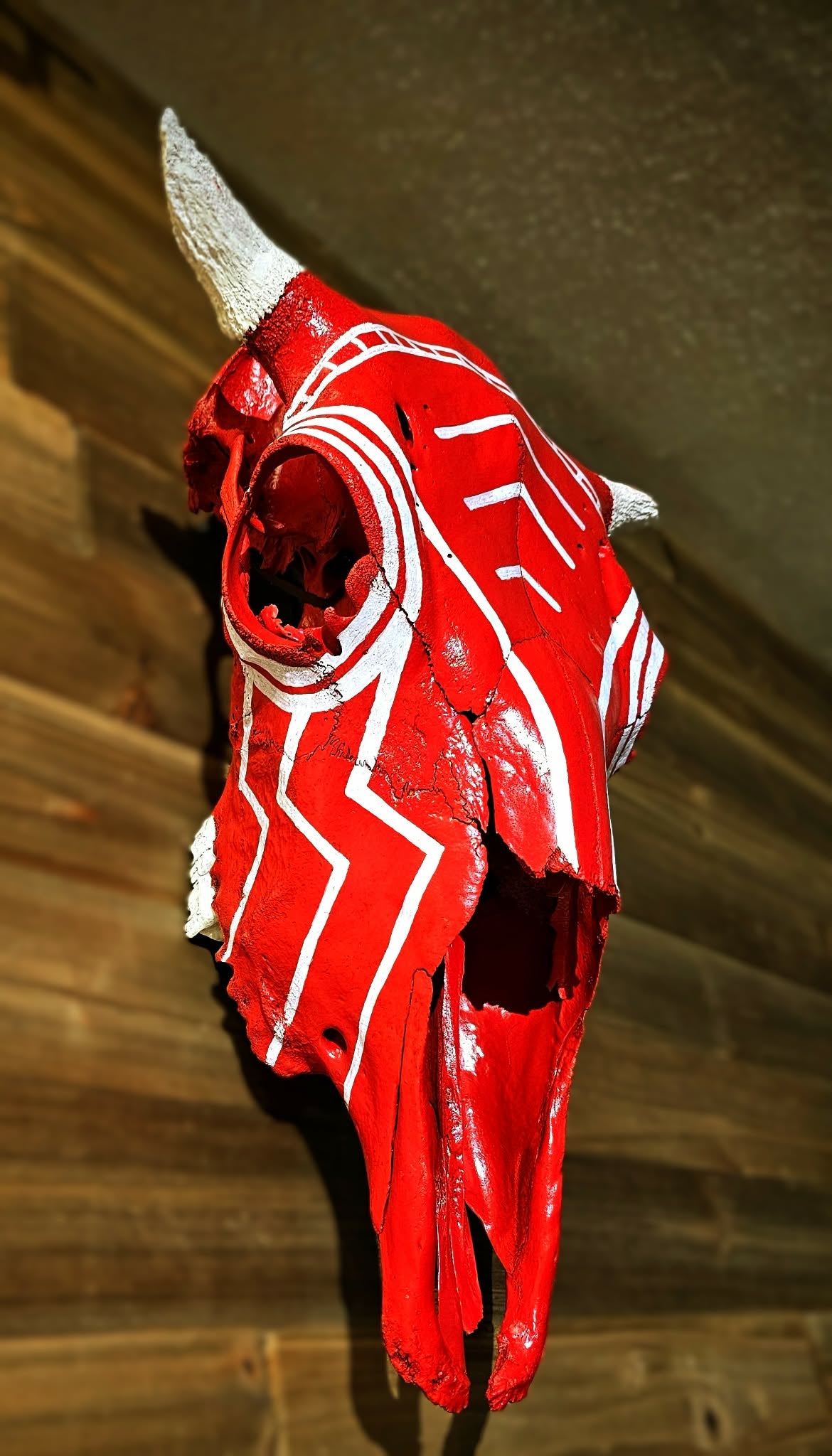 Hand Painted Woods Bison Skull